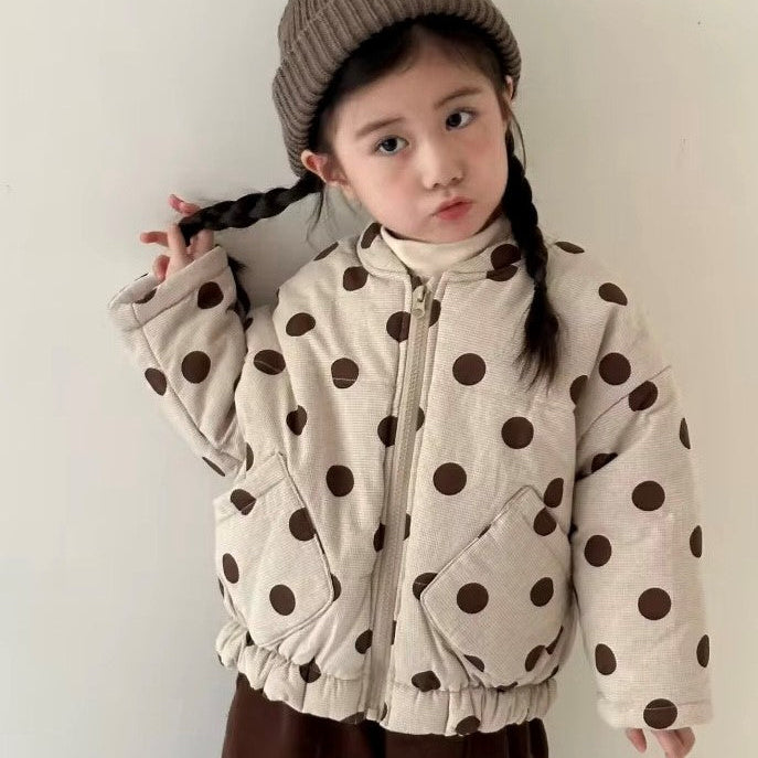 Raya Padded Polka Dot Bomber Jacket